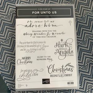 Stampin’ Up Christmas religious sentiments For Unto Us rubber stamp set.